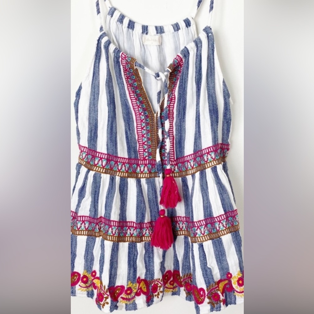 NEW! Altar’d State Blue & White striped tassel top/Size Small